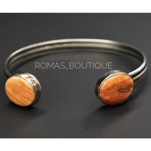 Vintage sterling silver spiny oyster bypass bracelet